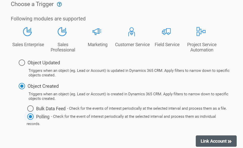 Choosing Trigger for Dynamics 365